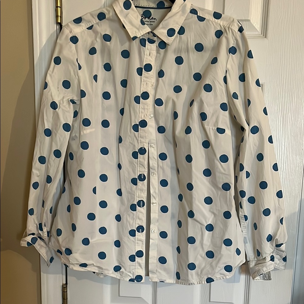 Blue Polka Dot Button-Up Shirt